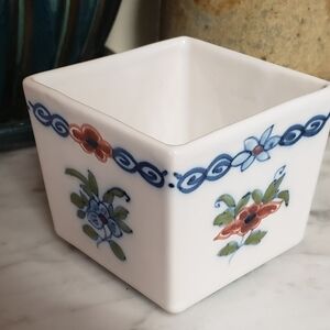 𝅺DUTCH Focke & Meltzer Floral Blue White Square Dish Makkum Planter Trinket